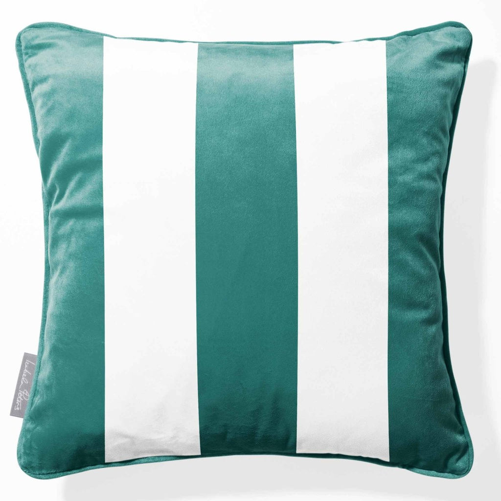 3 Stripes | Sustainable Velvet Cushion with Piping - Forest Biome 40 x 40 cm by Izabela Peters