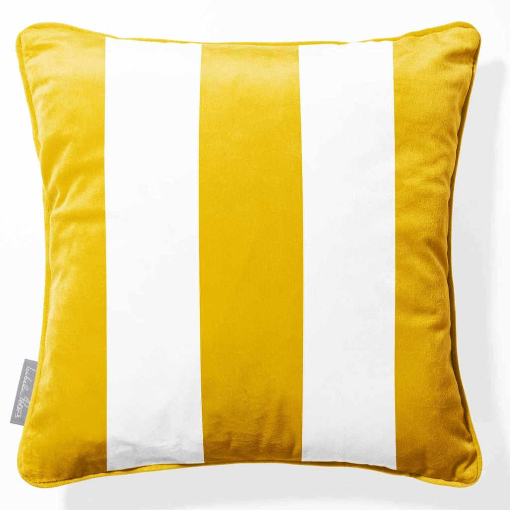 3 Stripes | Sustainable Velvet Cushion with Piping - Mustard Ochre 40 x 40 cm by Izabela Peters