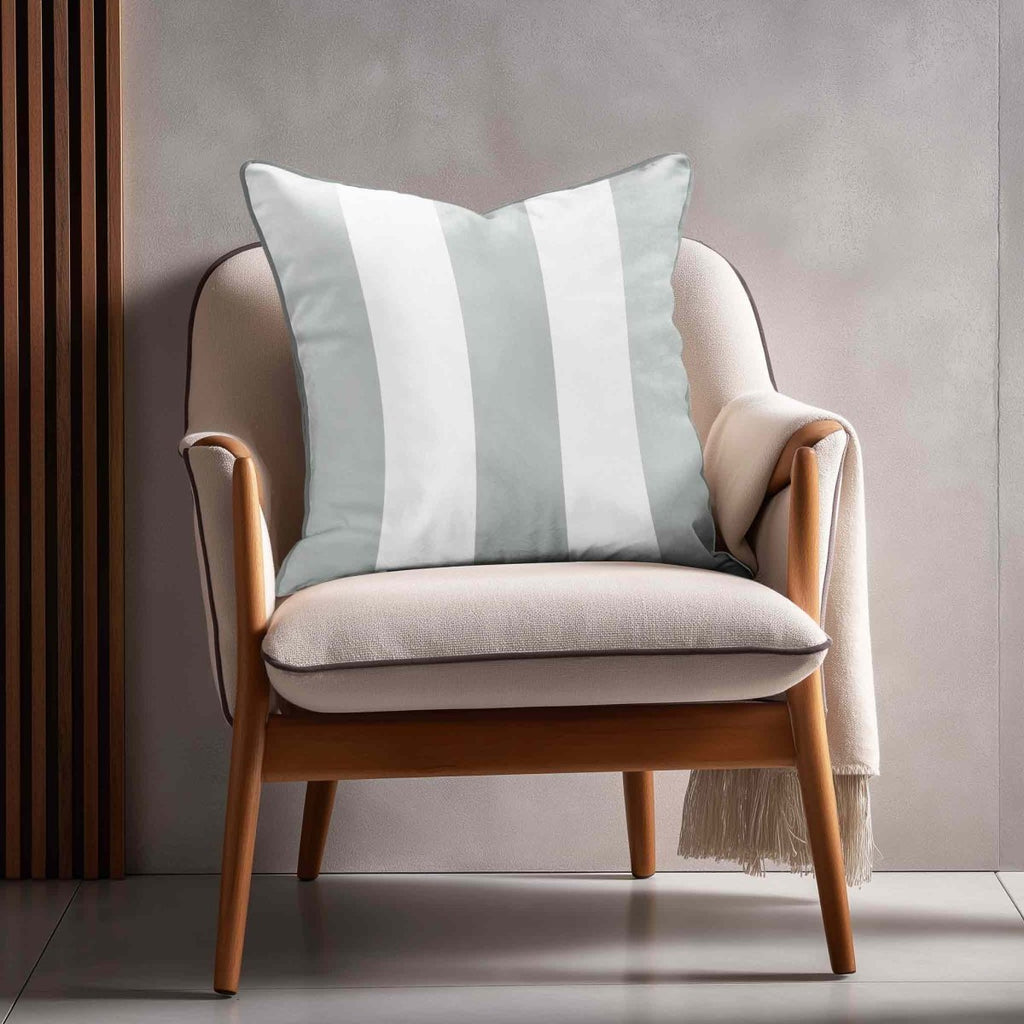 3 Stripes | Sustainable Velvet Cushion with Piping - Storm Grey 40 x 40 cm by Izabela Peters
