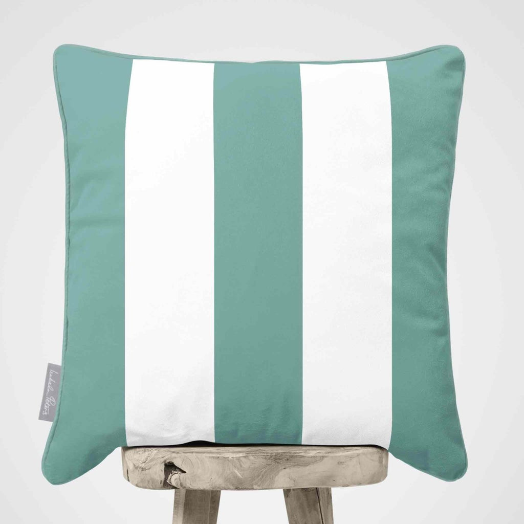 3 Stripes | Sustainable Velvet Cushion with Piping - Blue Surf 40 x 40 cm by Izabela Peters