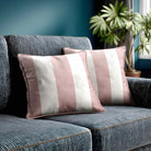 3 Stripes | Sustainable Velvet Cushion with Piping - Rosewater 40 x 40 cm by Izabela Peters