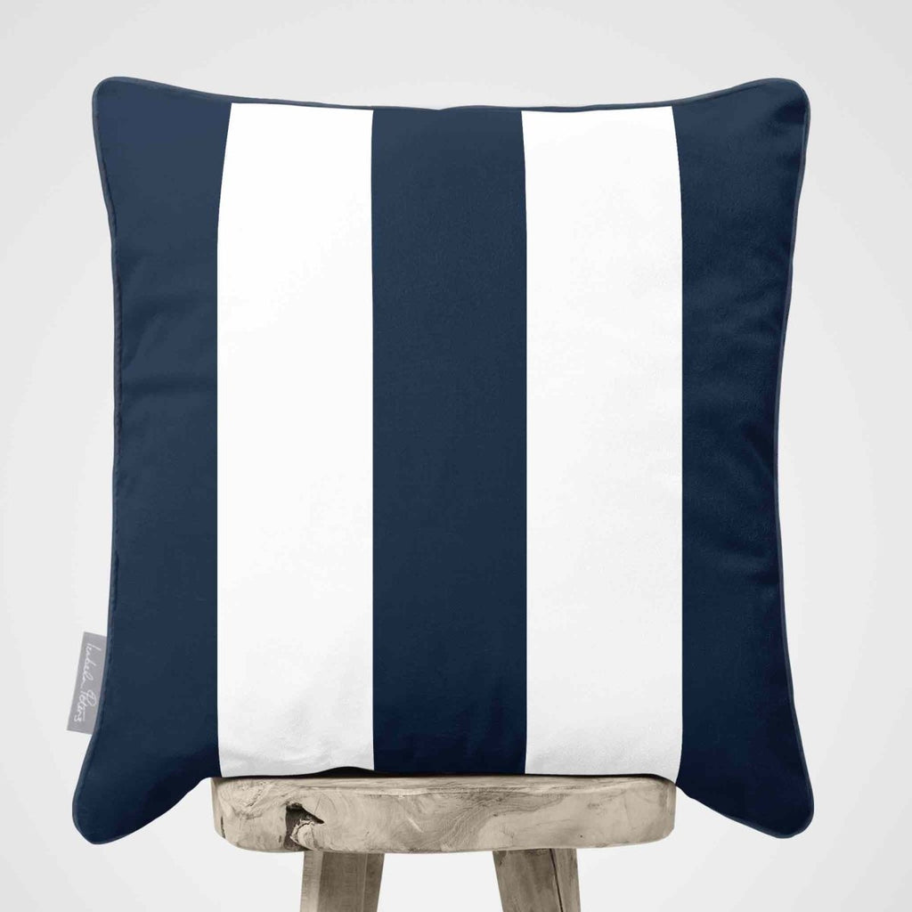 3 Stripes | Sustainable Velvet Cushion with Piping - Petrol Blue 40 x 40 cm by Izabela Peters
