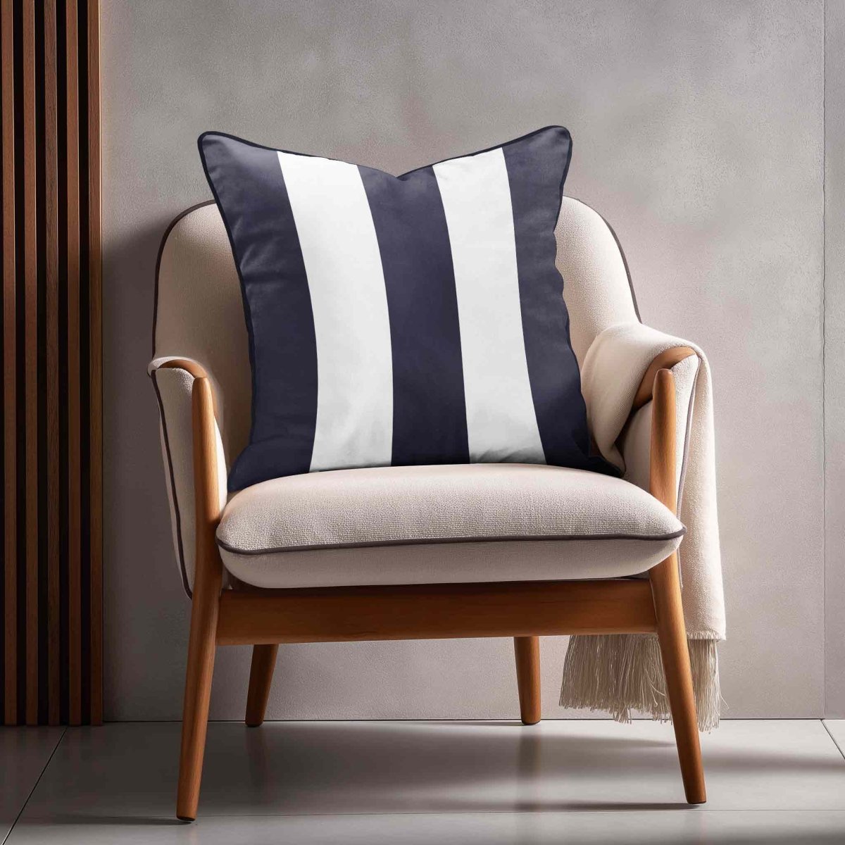 3 Stripes | Sustainable Velvet Cushion with Piping - Graphite 40 x 40 cm by Izabela Peters