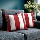 3 Stripes | Sustainable Velvet Cushion with Piping - Crimson Muse 40 x 40 cm by Izabela Peters