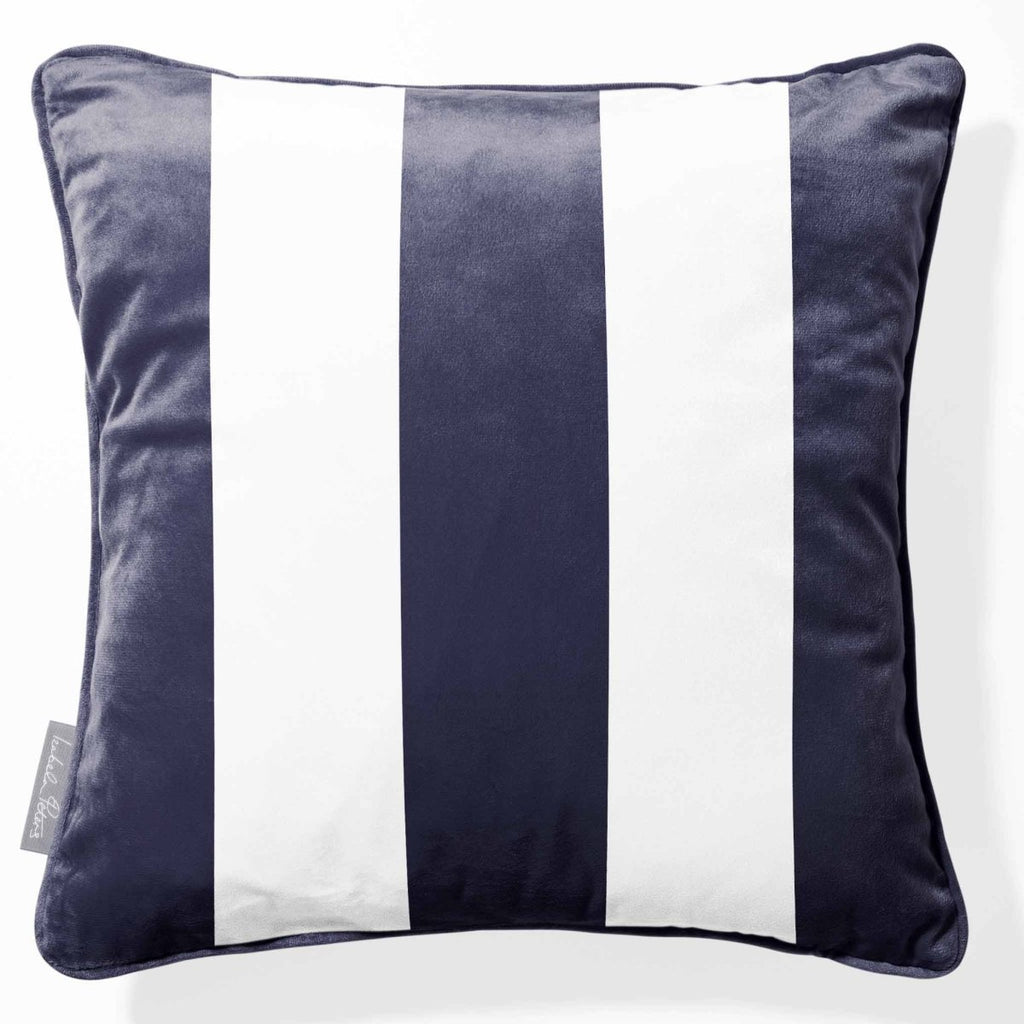 3 Stripes | Sustainable Velvet Cushion with Piping - Graphite 40 x 40 cm by Izabela Peters