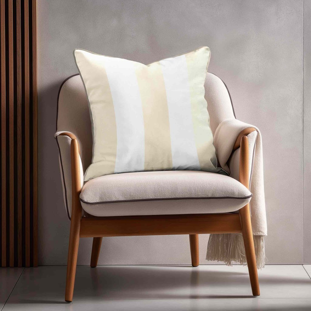 3 Stripes | Sustainable Velvet Cushion with Piping - Ivory Cream 40 x 40 cm by Izabela Peters