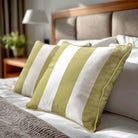 3 Stripes | Sustainable Velvet Cushion with Piping - Golden Lime 40 x 40 cm by Izabela Peters