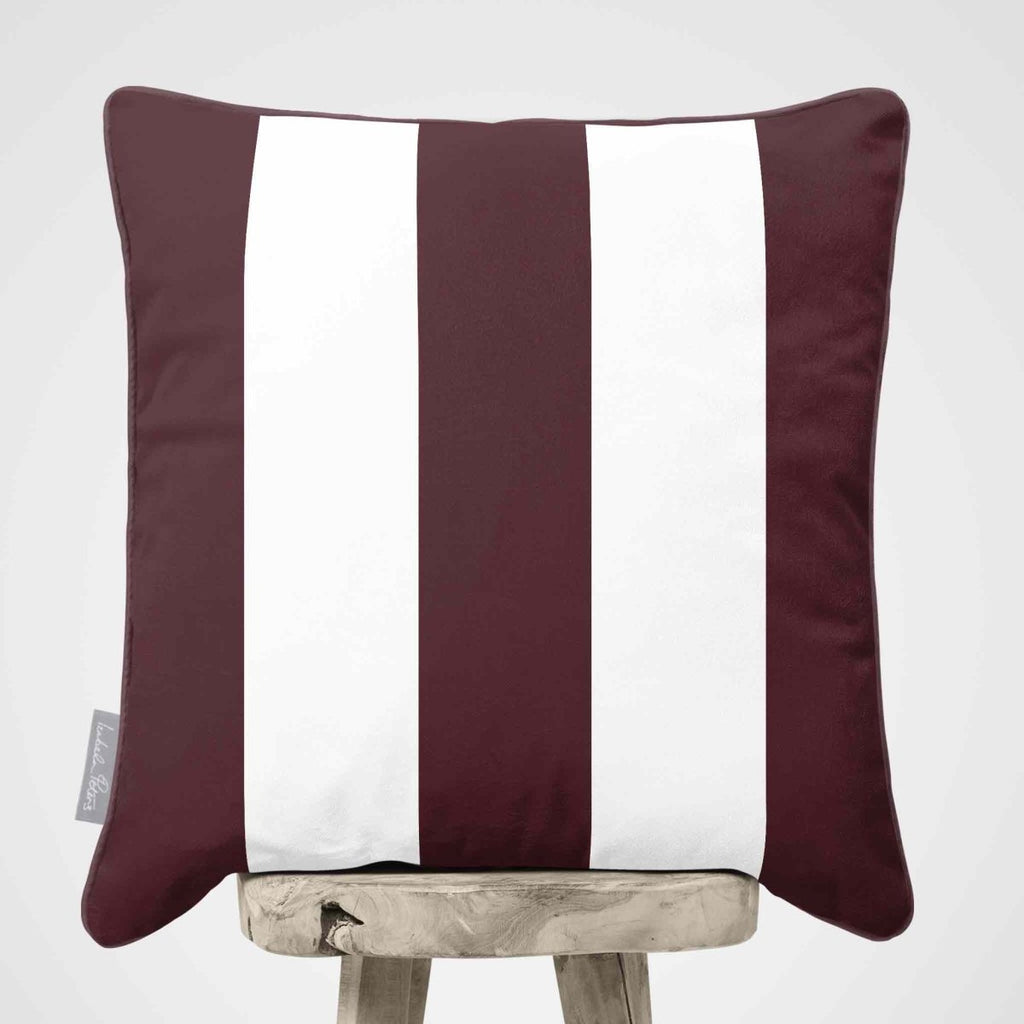 3 Stripes | Sustainable Velvet Cushion with Piping - Italian Grape 40 x 40 cm by Izabela Peters