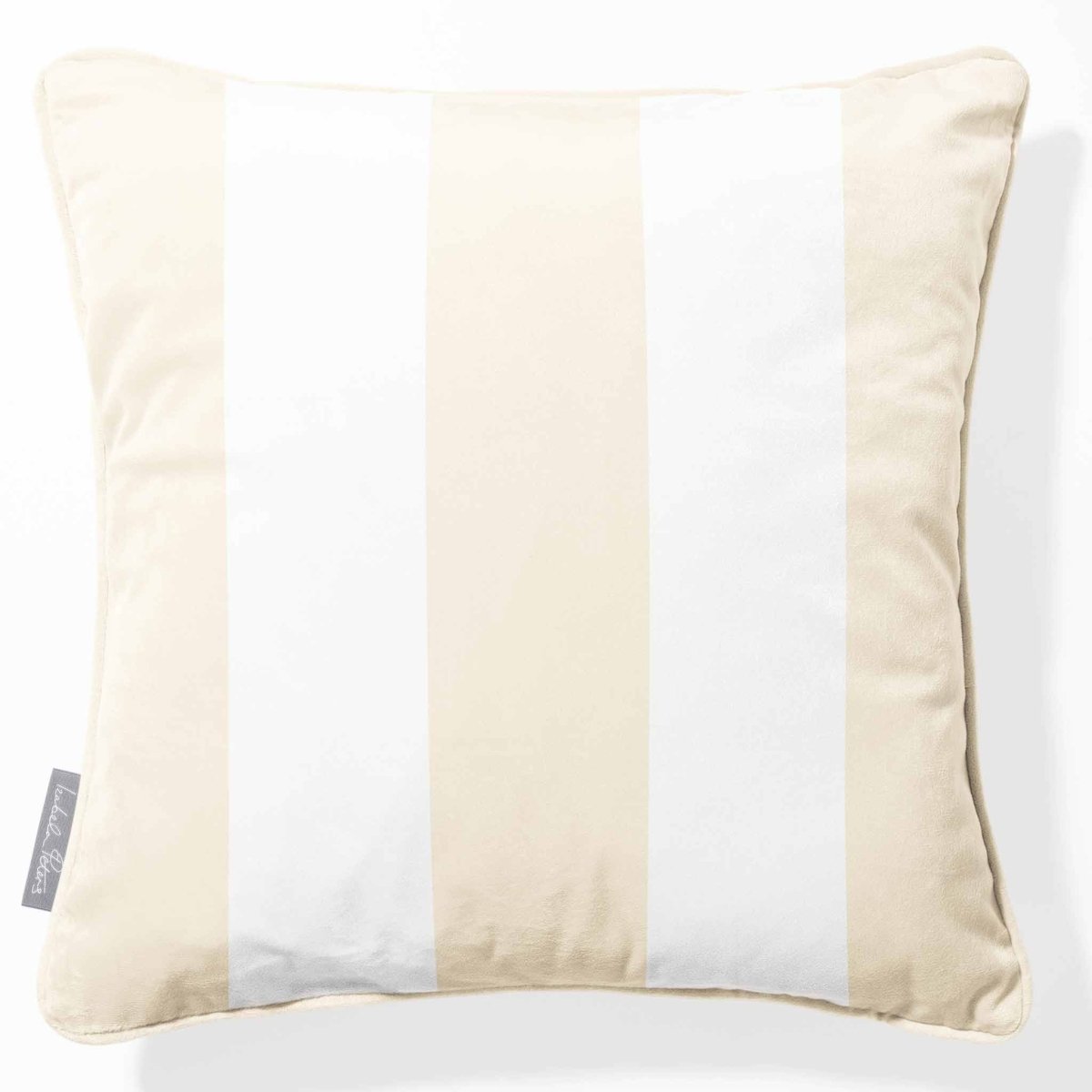 3 Stripes | Sustainable Velvet Cushion with Piping - Ivory Cream 40 x 40 cm by Izabela Peters