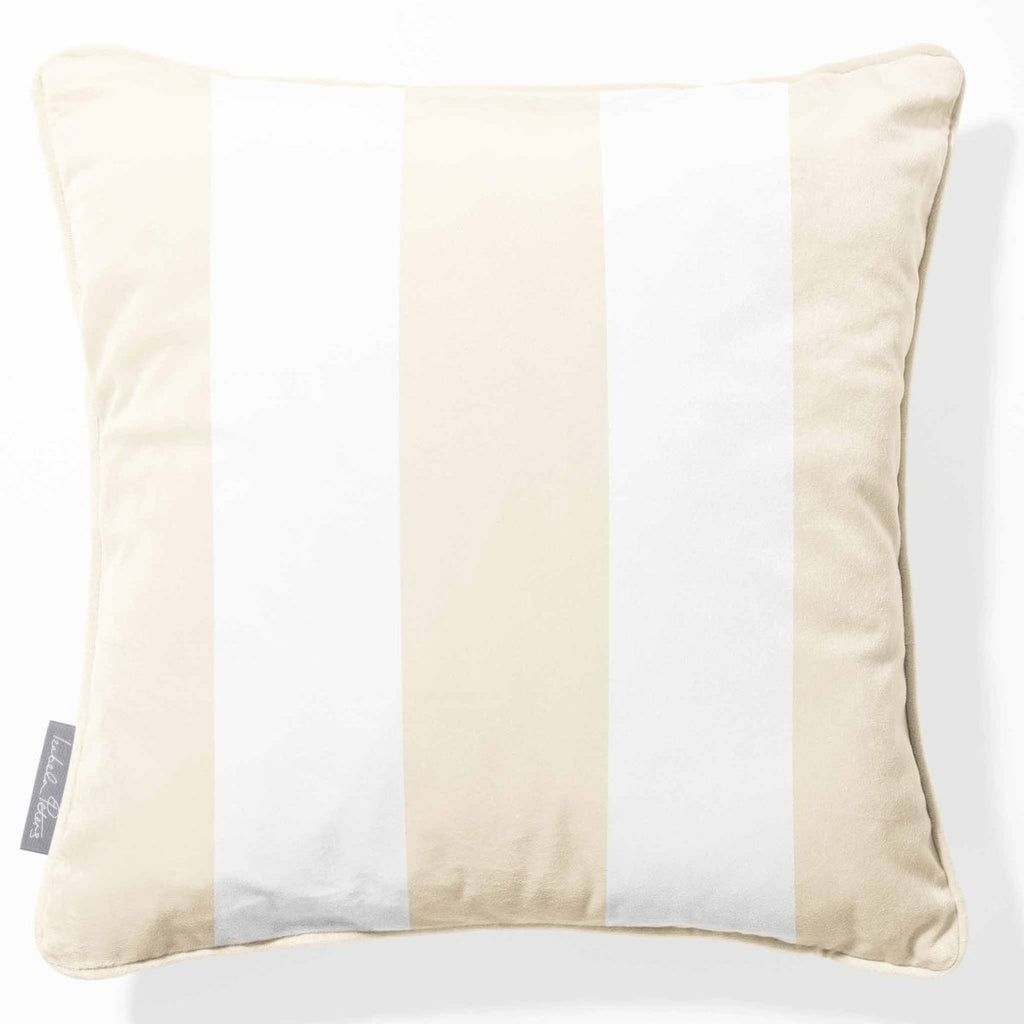 3 Stripes | Sustainable Velvet Cushion with Piping - Ivory Cream 40 x 40 cm by Izabela Peters