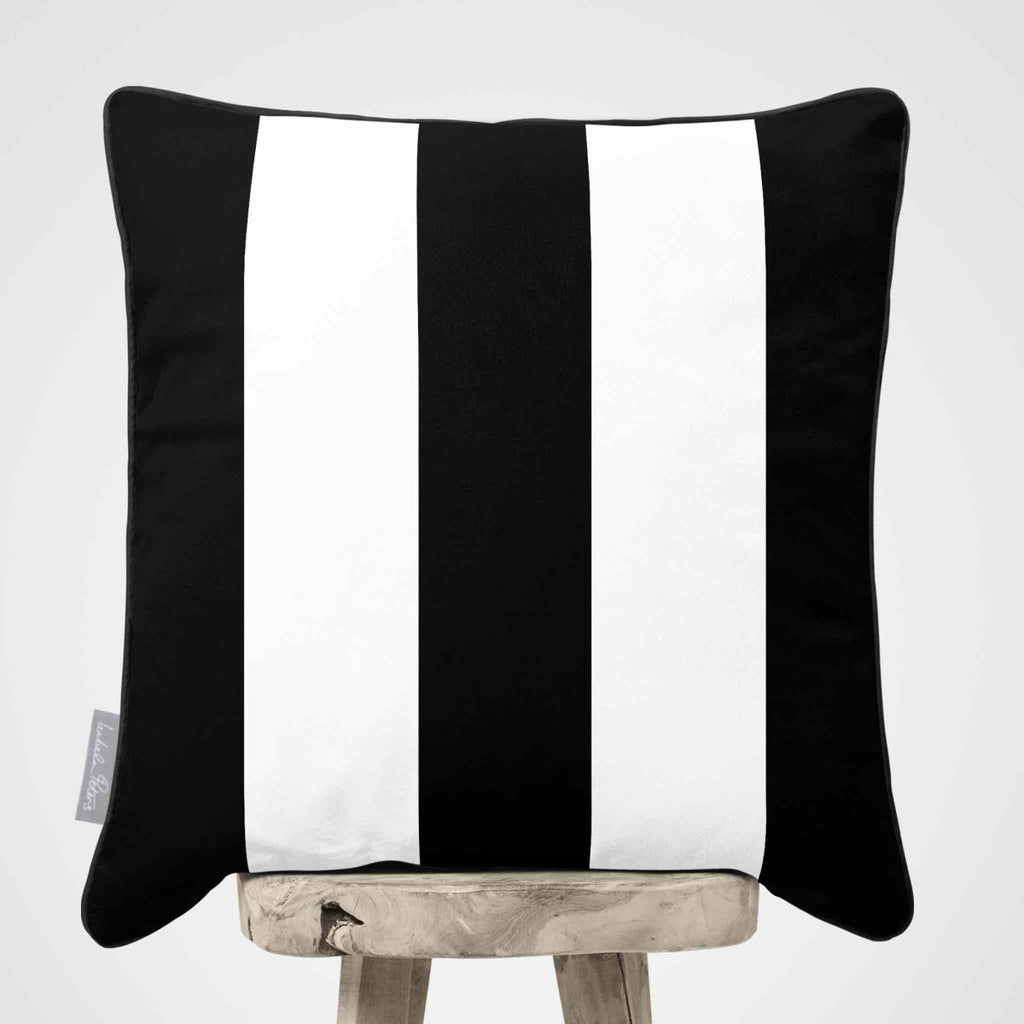 3 Stripes | Sustainable Velvet Cushion with Piping - Charcoal 40 x 40 cm by Izabela Peters