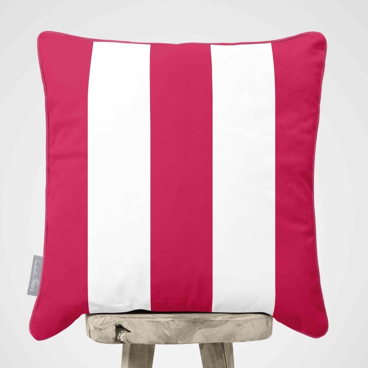 3 Stripes | Sustainable Velvet Cushion with Piping - Hot Pink 40 x 40 cm by Izabela Peters