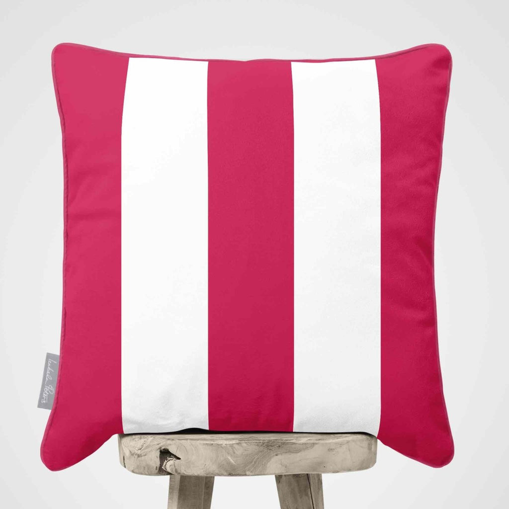 3 Stripes | Sustainable Velvet Cushion with Piping - Hot Pink 40 x 40 cm by Izabela Peters