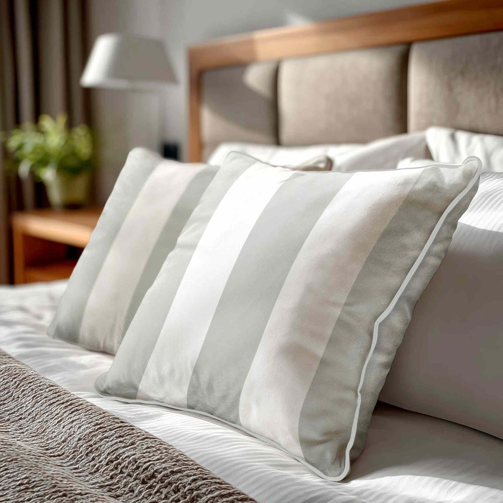 3 Stripes | Sustainable Velvet Cushion with Piping - Storm Grey 40 x 40 cm by Izabela Peters