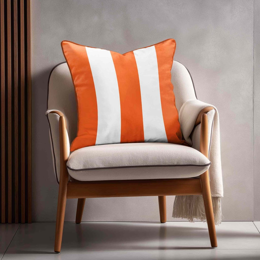 3 Stripes | Sustainable Velvet Cushion with Piping - Burnt Orange 40 x 40 cm by Izabela Peters