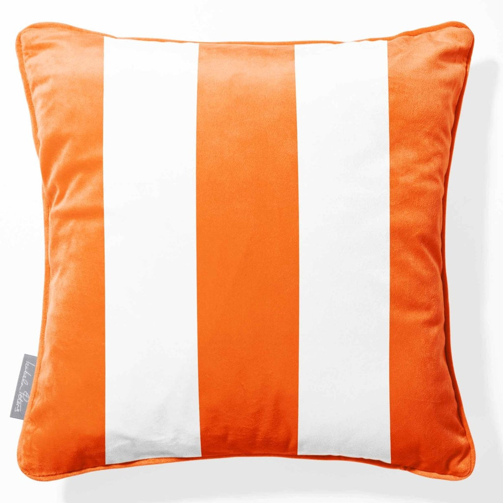 3 Stripes | Sustainable Velvet Cushion with Piping - Burnt Orange 40 x 40 cm by Izabela Peters