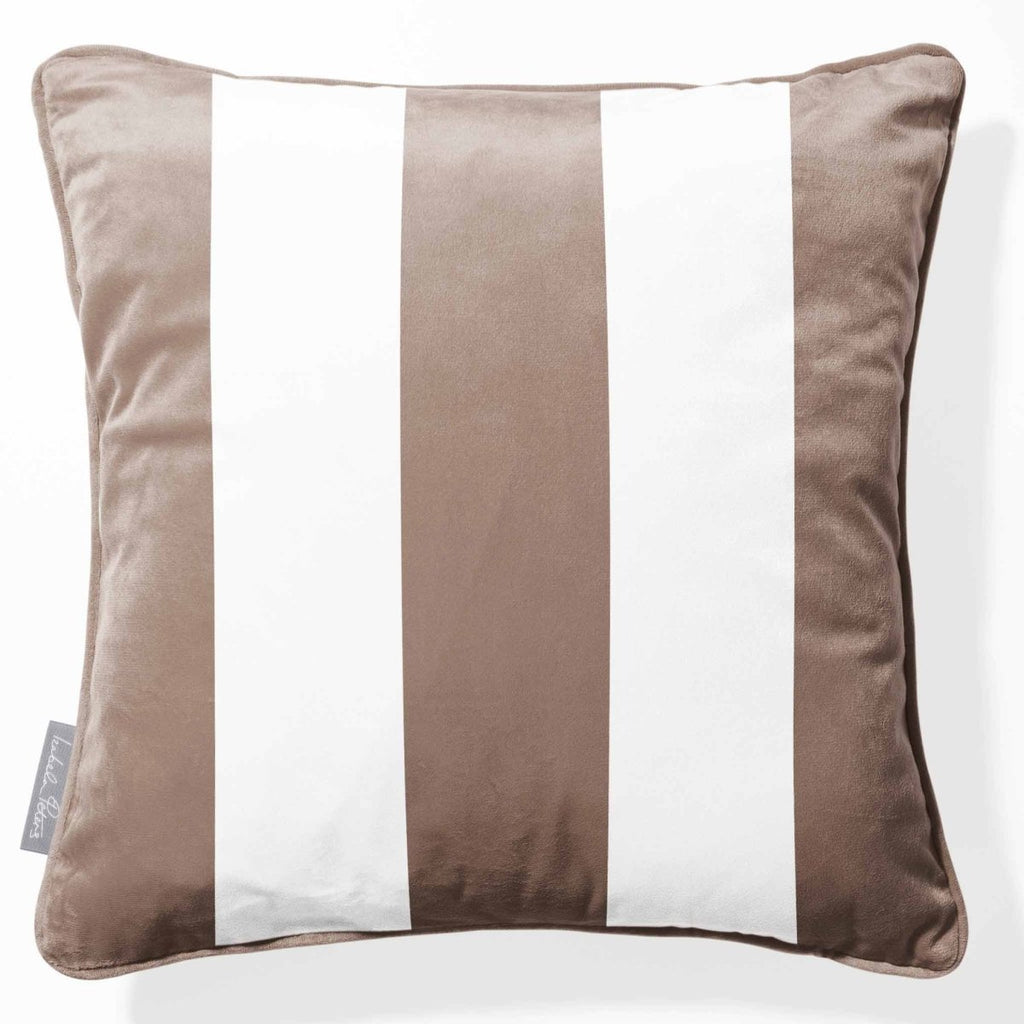 3 Stripes | Sustainable Velvet Cushion with Piping - Dovedale Stone 40 x 40 cm by Izabela Peters