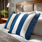 3 Stripes | Sustainable Velvet Cushion with Piping - Estate Blue 40 x 40 cm by Izabela Peters