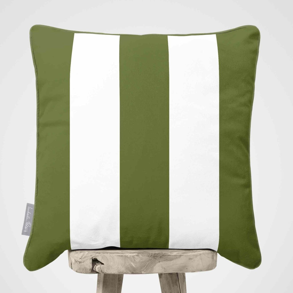 3 Stripes | Sustainable Velvet Cushion with Piping - Sage 40 x 40 cm by Izabela Peters