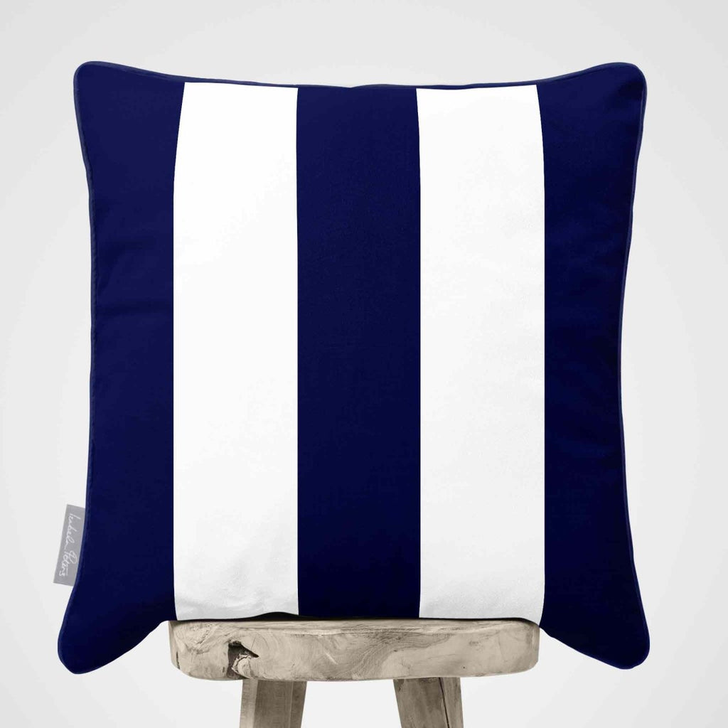 3 Stripes | Sustainable Velvet Cushion with Piping - Midnight 40 x 40 cm by Izabela Peters