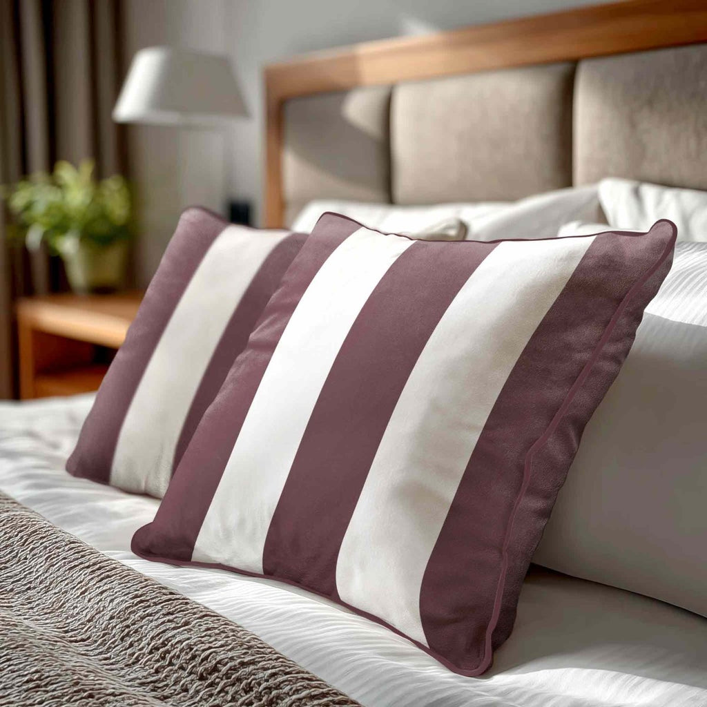 3 Stripes | Sustainable Velvet Cushion with Piping - Italian Grape 40 x 40 cm by Izabela Peters