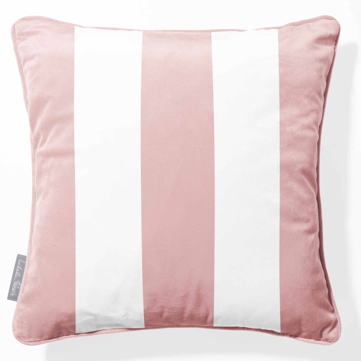 3 Stripes | Sustainable Velvet Cushion with Piping - Rosewater 40 x 40 cm by Izabela Peters