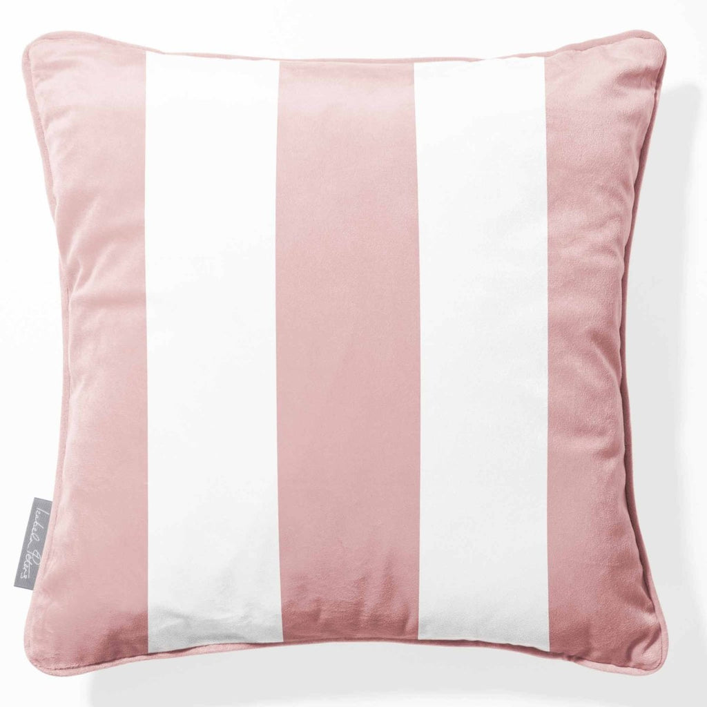 3 Stripes | Sustainable Velvet Cushion with Piping - Rosewater 40 x 40 cm by Izabela Peters