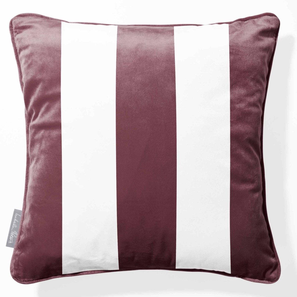 3 Stripes | Sustainable Velvet Cushion with Piping - Italian Grape 40 x 40 cm by Izabela Peters
