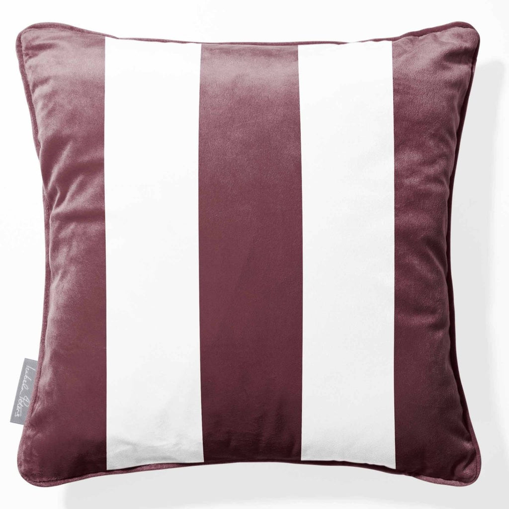 3 Stripes | Sustainable Velvet Cushion with Piping - Italian Grape 40 x 40 cm by Izabela Peters