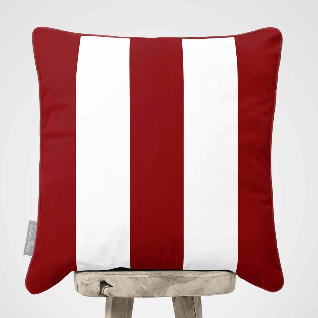 3 Stripes | Sustainable Velvet Cushion with Piping - Crimson Muse 40 x 40 cm by Izabela Peters