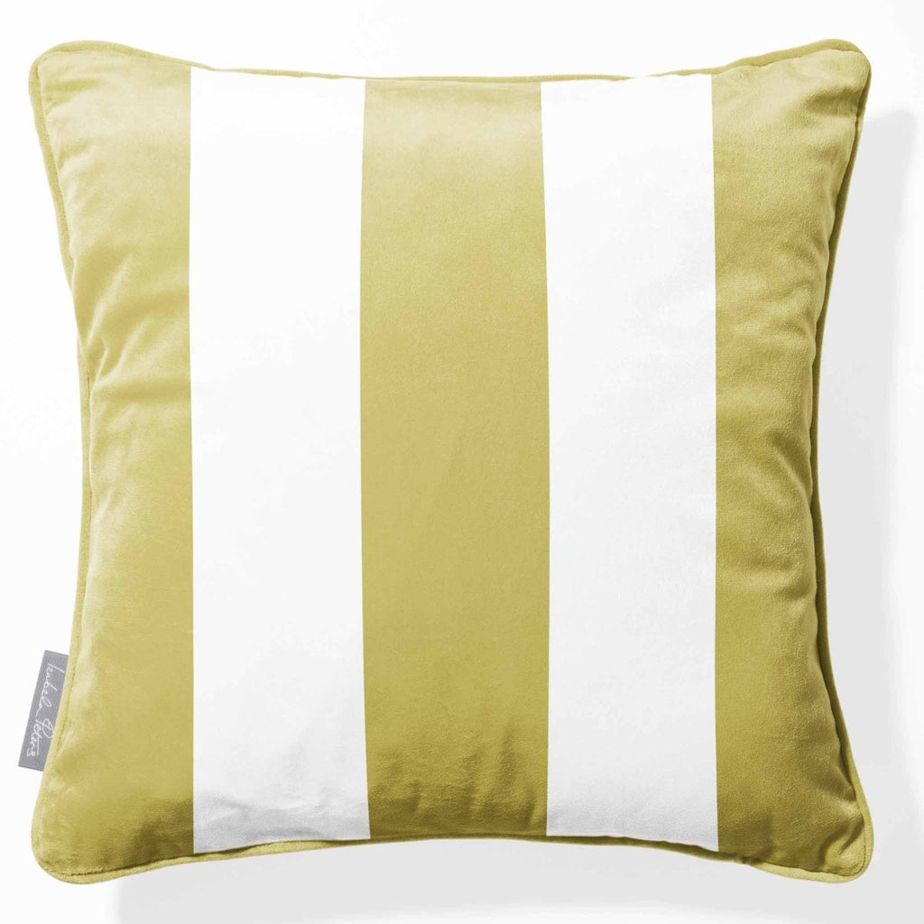 3 Stripes | Sustainable Velvet Cushion with Piping - Golden Lime 40 x 40 cm by Izabela Peters