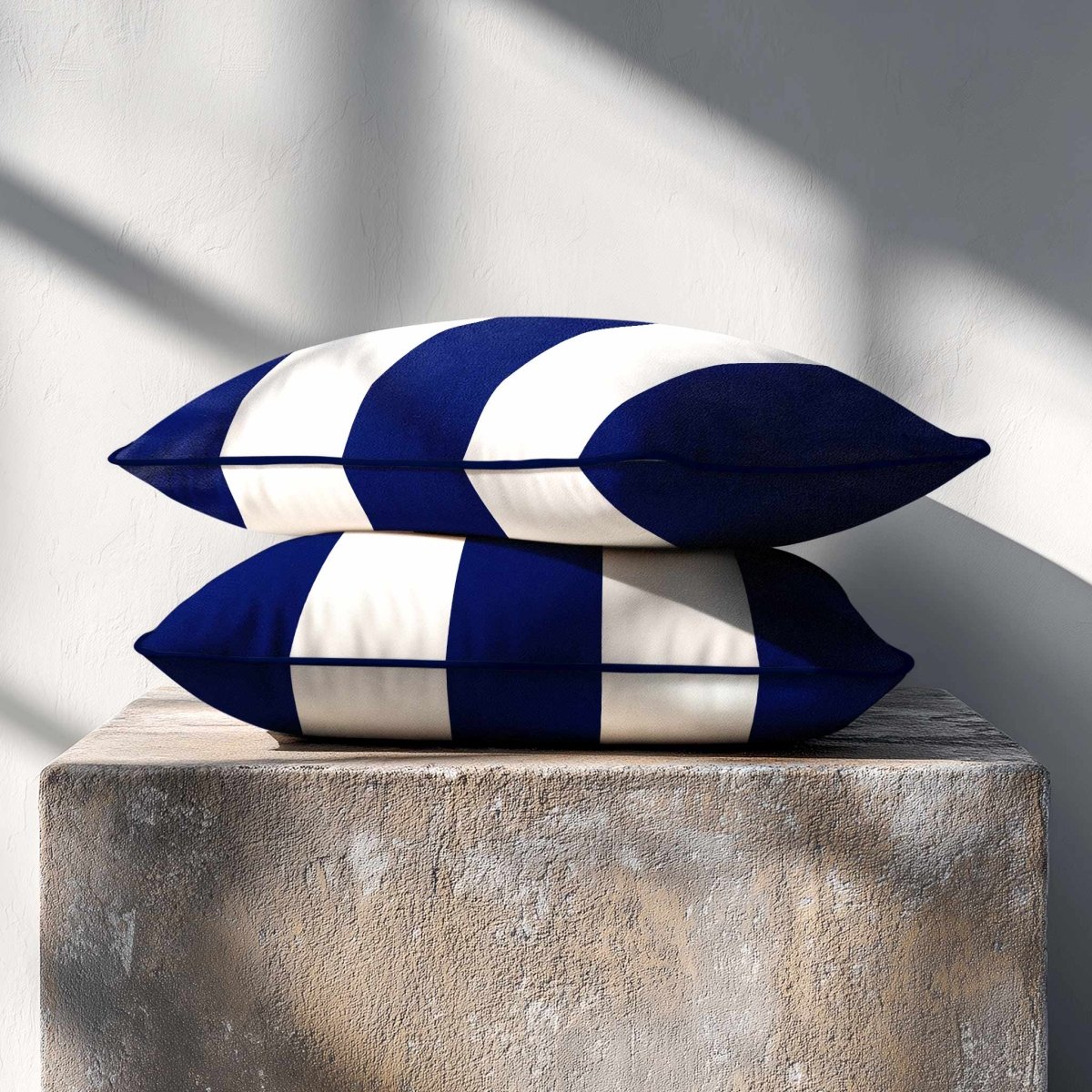 3 Stripes with Piping | Sustainable Velvet Rectangle Cushion - Midnight 50 x 30 cm by Izabela Peters