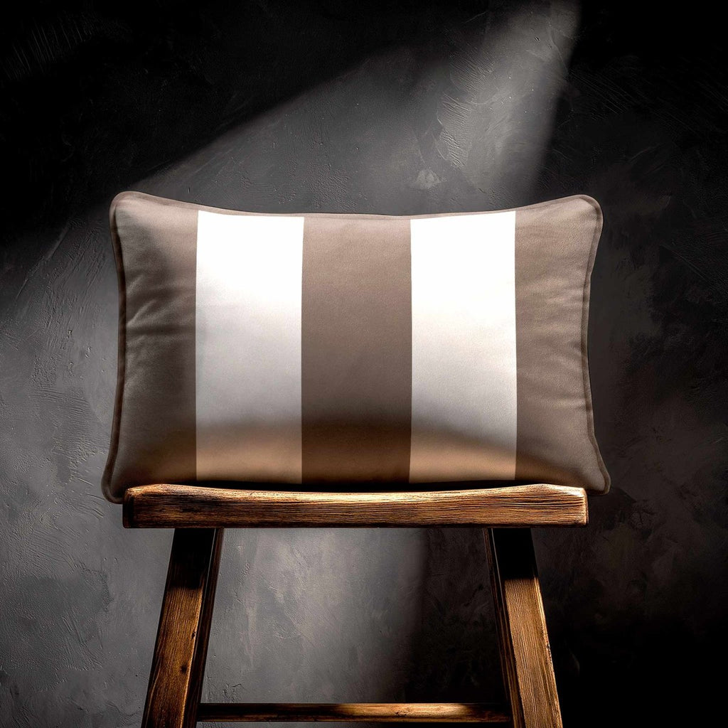 3 Stripes with Piping | Sustainable Velvet Rectangle Cushion - Dovedale Stone 50 x 30 cm by Izabela Peters