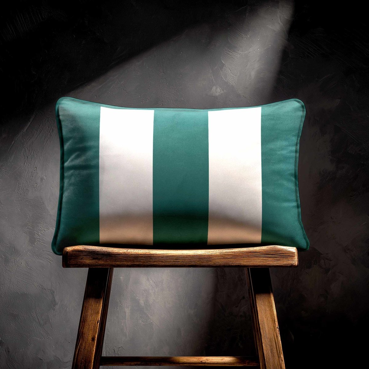 3 Stripes with Piping | Sustainable Velvet Rectangle Cushion - Forest Biome 50 x 30 cm by Izabela Peters