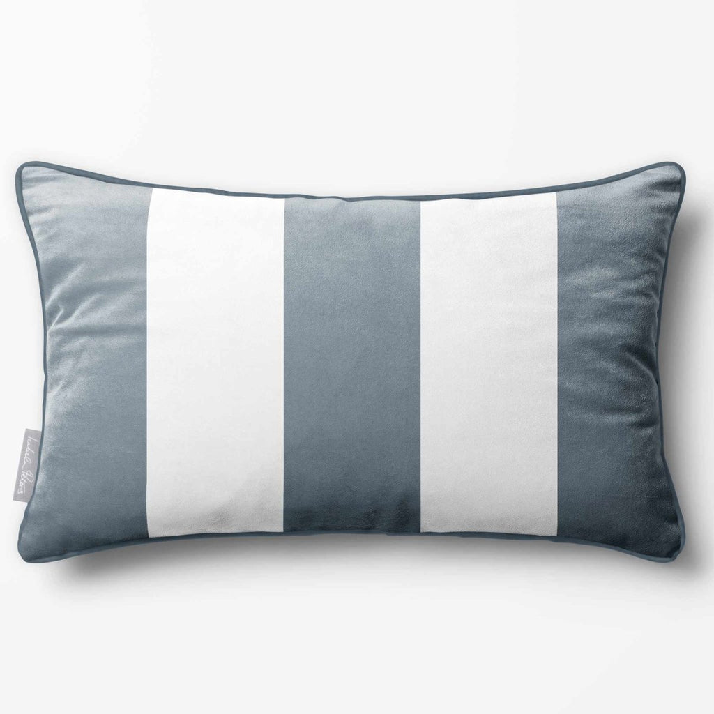 3 Stripes with Piping | Sustainable Velvet Rectangle Cushion - French Grey 50 x 30 cm by Izabela Peters