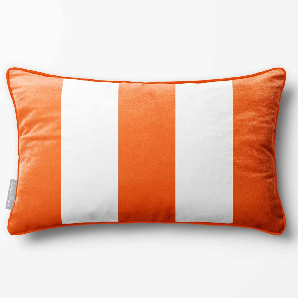 3 Stripes with Piping | Sustainable Velvet Rectangle Cushion - Burnt Orange 50 x 30 cm by Izabela Peters
