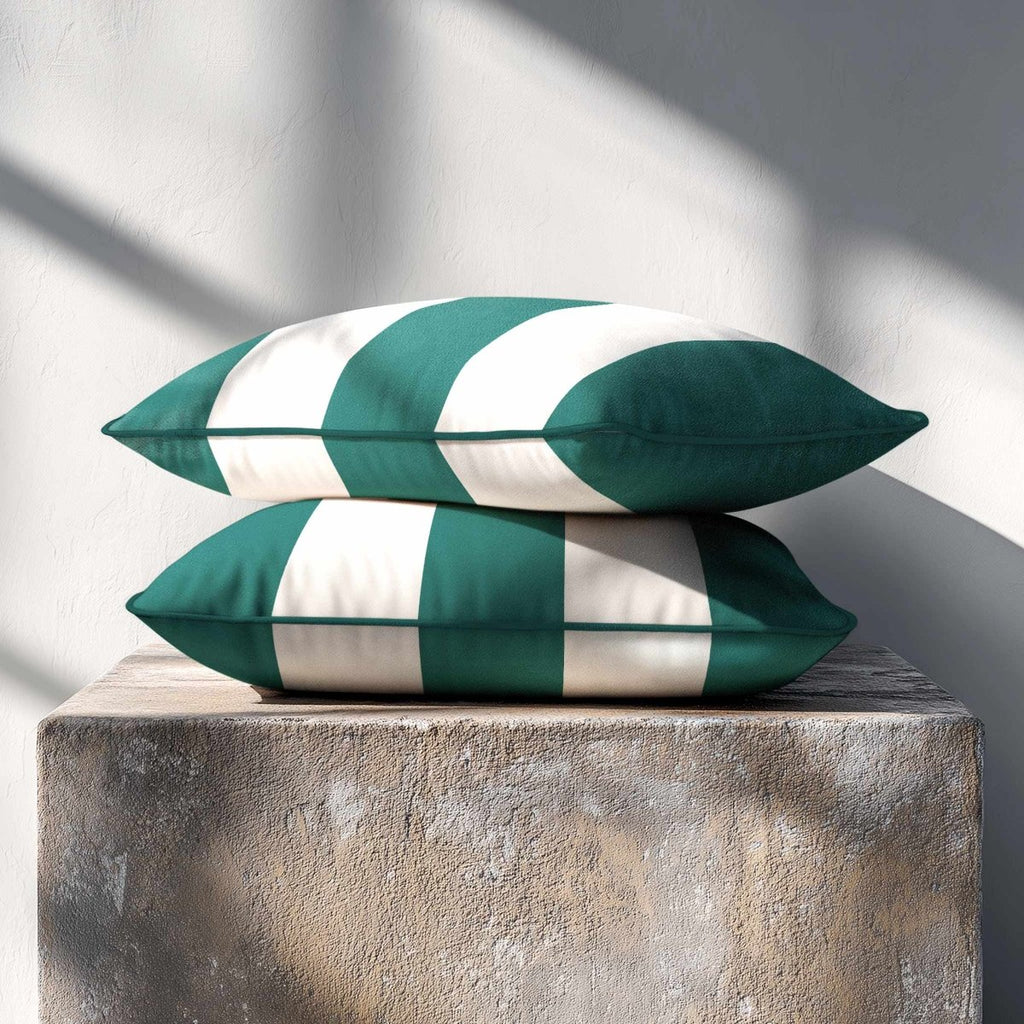 3 Stripes with Piping | Sustainable Velvet Rectangle Cushion - Forest Biome 50 x 30 cm by Izabela Peters