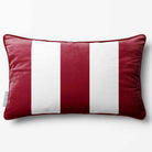 3 Stripes with Piping | Sustainable Velvet Rectangle Cushion - Raspberry Red 50 x 30 cm by Izabela Peters