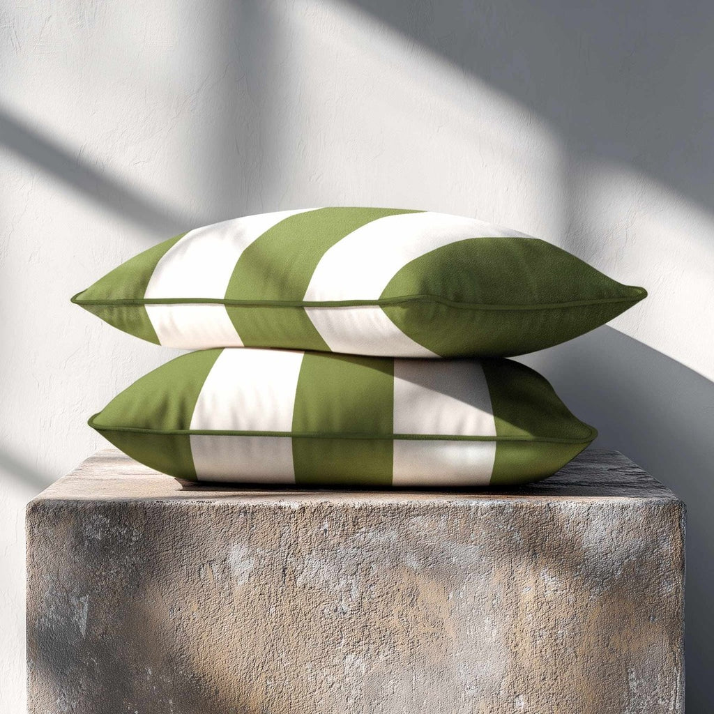 3 Stripes with Piping | Sustainable Velvet Rectangle Cushion - Sage 50 x 30 cm by Izabela Peters