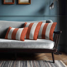 3 Stripes with Piping | Sustainable Velvet Rectangle Cushion - Burnt Ochre 50 x 30 cm by Izabela Peters