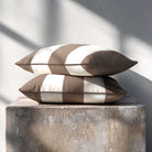 3 Stripes with Piping | Sustainable Velvet Rectangle Cushion - Dovedale Stone 50 x 30 cm by Izabela Peters