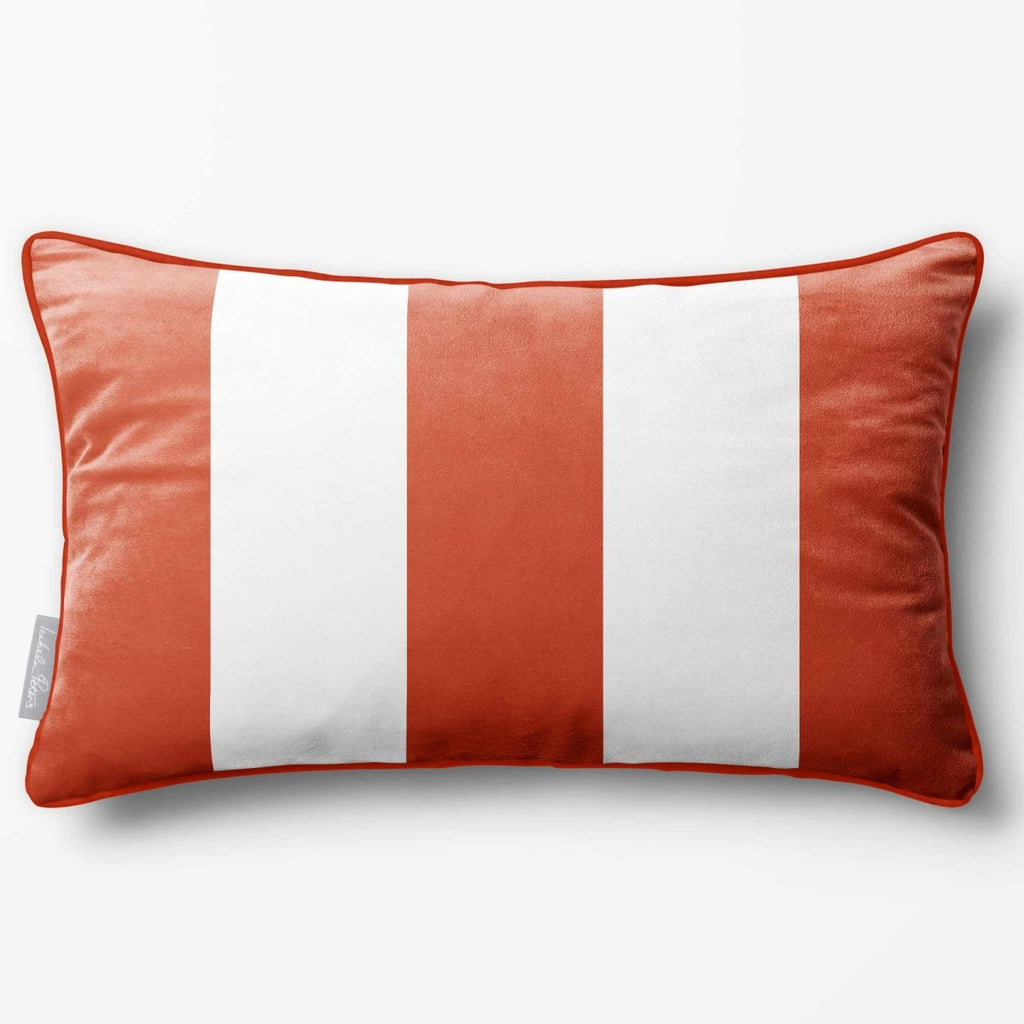 3 Stripes with Piping | Sustainable Velvet Rectangle Cushion - Burnt Ochre 50 x 30 cm by Izabela Peters