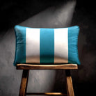 3 Stripes with Piping | Sustainable Velvet Rectangle Cushion - Prussian Blue 50 x 30 cm by Izabela Peters
