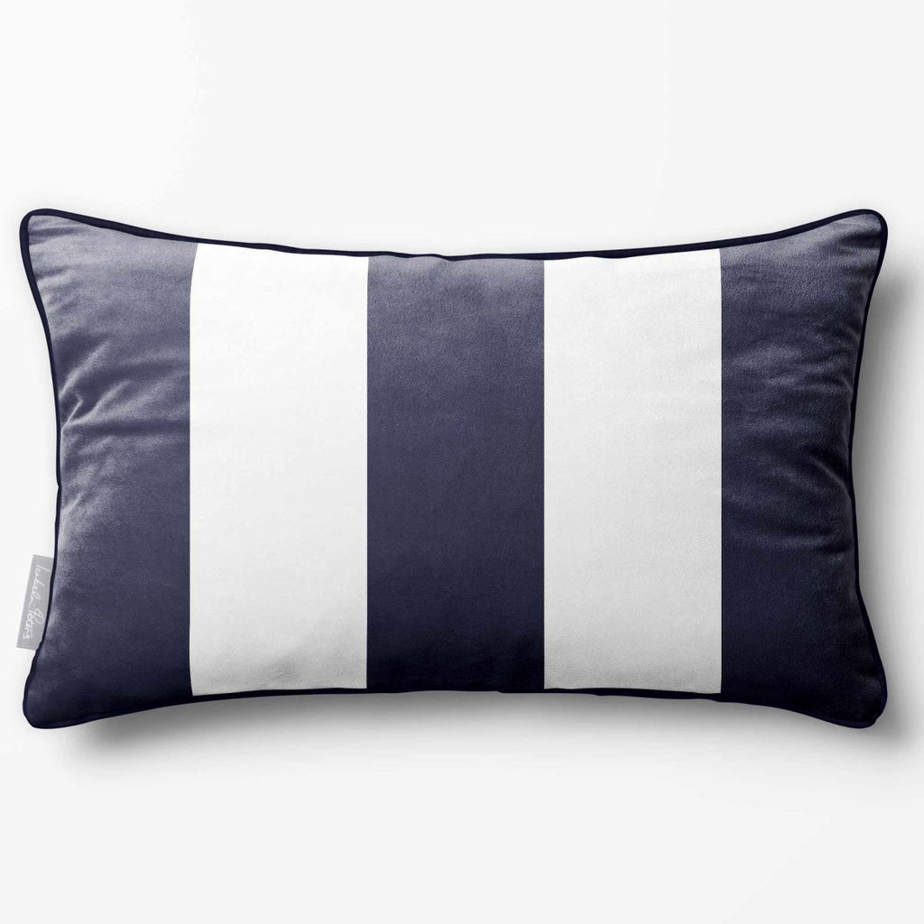 3 Stripes with Piping | Sustainable Velvet Rectangle Cushion - Graphite 50 x 30 cm by Izabela Peters