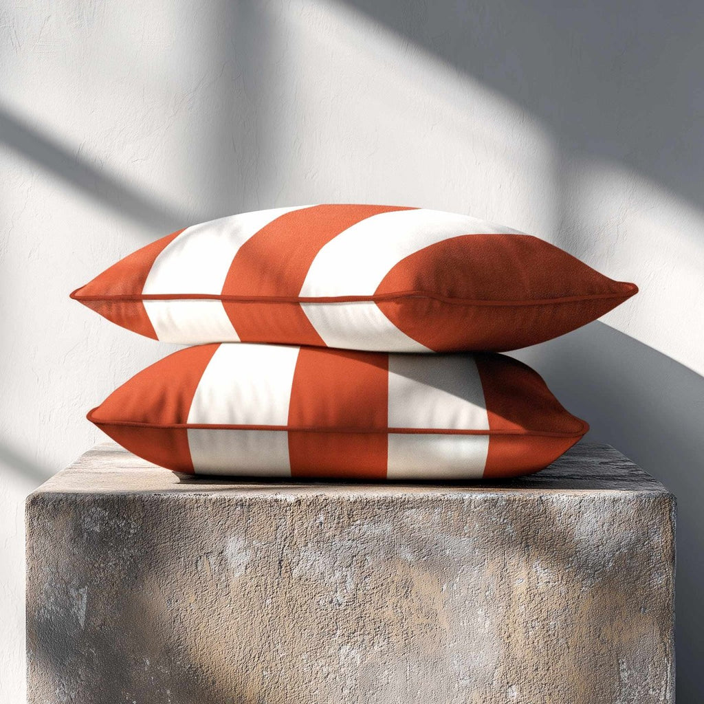 3 Stripes with Piping | Sustainable Velvet Rectangle Cushion - Burnt Ochre 50 x 30 cm by Izabela Peters