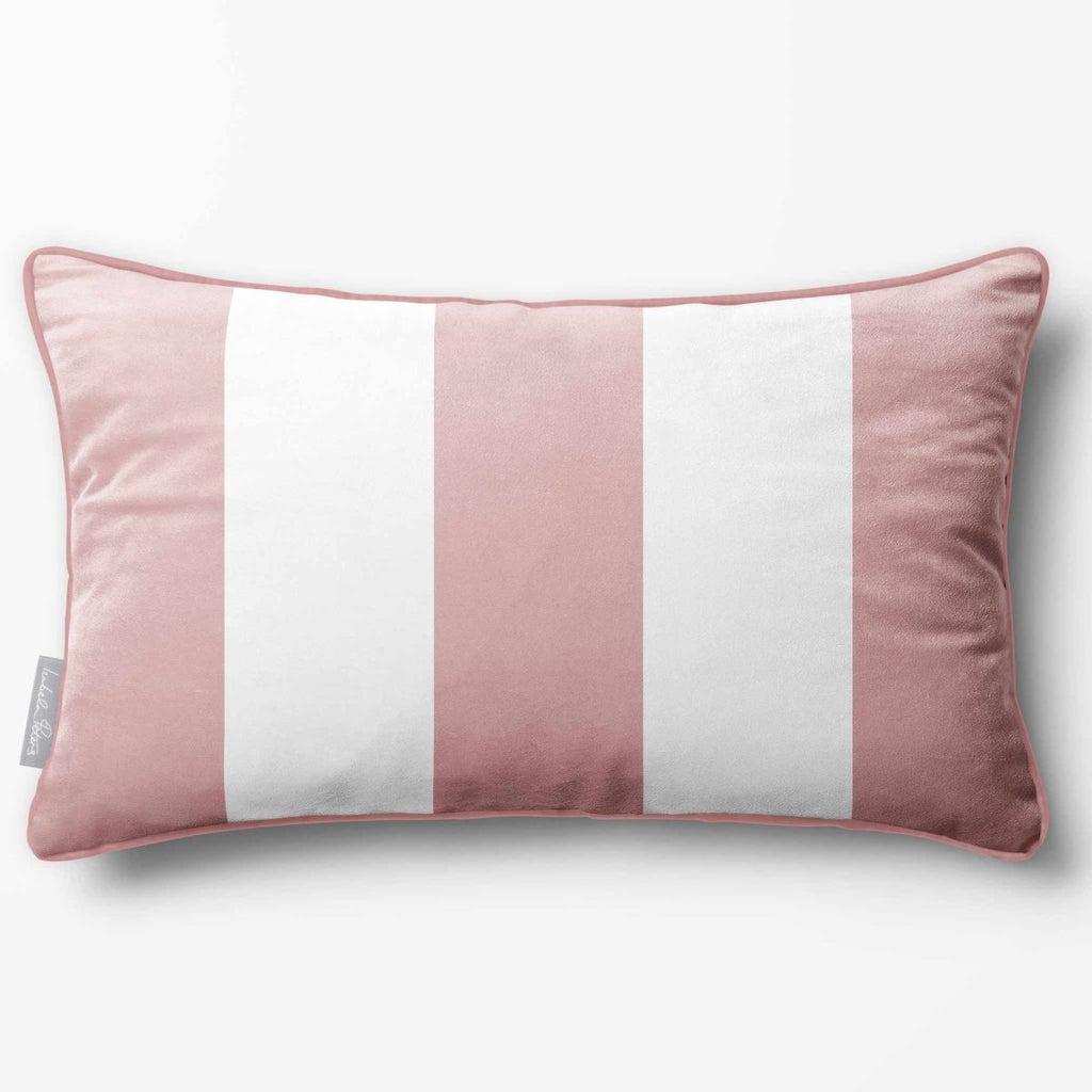 3 Stripes with Piping | Sustainable Velvet Rectangle Cushion - Rosewater 50 x 30 cm by Izabela Peters