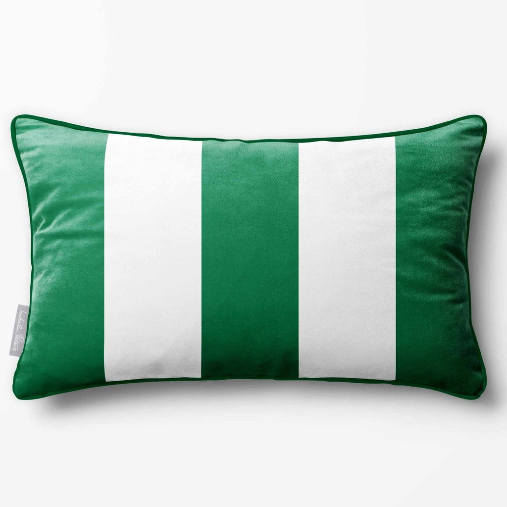 3 Stripes with Piping | Sustainable Velvet Rectangle Cushion - Emerald Green 50 x 30 cm by Izabela Peters