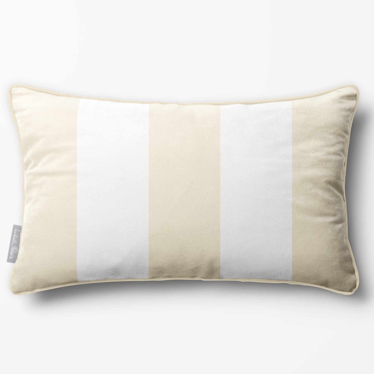 3 Stripes with Piping | Sustainable Velvet Rectangle Cushion - Ivory Cream 50 x 30 cm by Izabela Peters
