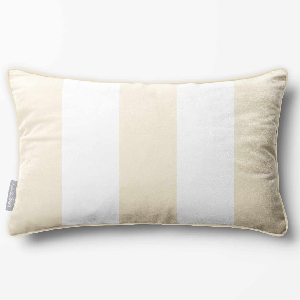 3 Stripes with Piping | Sustainable Velvet Rectangle Cushion - Ivory Cream 50 x 30 cm by Izabela Peters