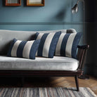 3 Stripes with Piping | Sustainable Velvet Rectangle Cushion - Petrol Blue 50 x 30 cm by Izabela Peters